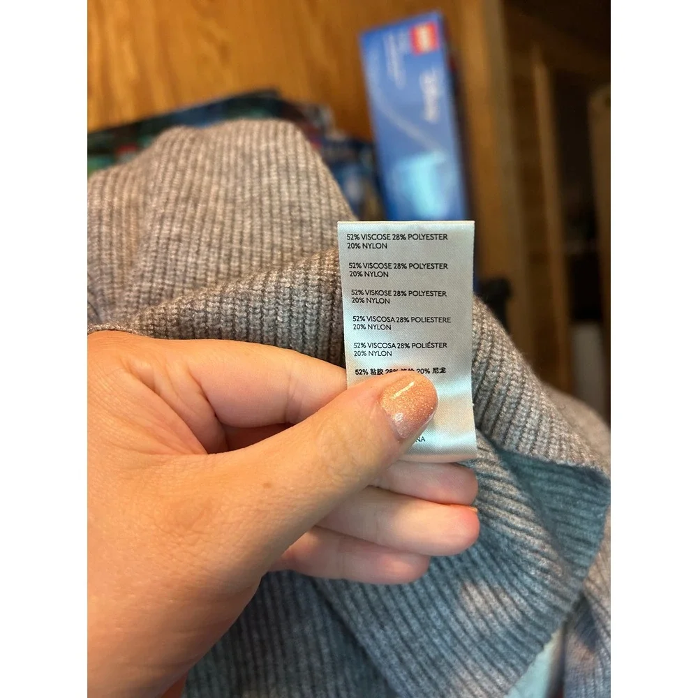 Free People Softly Structured Oversized Turtleneck Knit Sweater Grey Size S